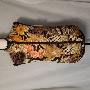 Rare fund Salvatore Ferragamo Floral and Animal Print Vest - Brown and Orange